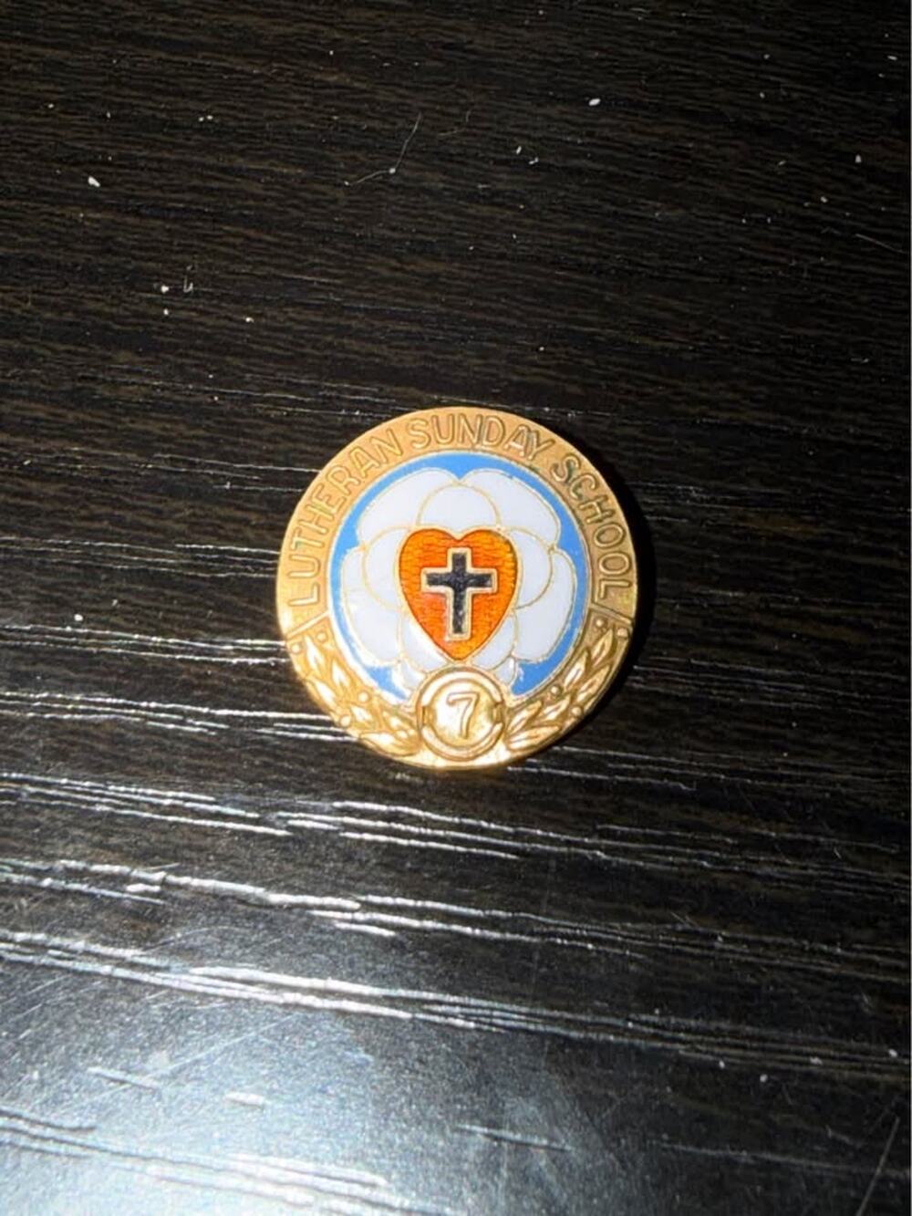 Vintage Lutheran Sunday School Attendance 7 Year 1/10 10K Gold Filled Pin